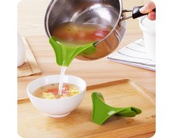 Anti-Spill Slip Op Giet Soep Uitloop Trechter - Potten - Pannen - Kommen - keuken Gadget Gereedschap - Groen