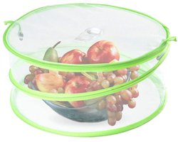 Anti-vliegenhoes, opvouwbare voedselhoes, perfecte bescherming tegen vliegen, opvouwbaar gaas voor tenten, voor picknicks, barbecues, fruitschalen en eetkamers, 34 x 18 cm, groen
