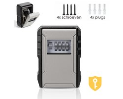Anti-wrik Sleutelkluis Buiten - Versterkte Zink-Aluminium Behuizing - Waterdicht Cijferslot - Grote Sleutelkast met Montageset - Zwart