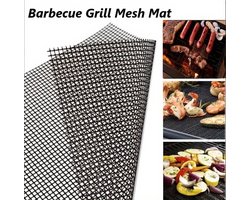 antiaanbakgrillmat - herbruikbare hittebestendige barbecuemat - geschikt voor grillen en bakken - 36 cm x 42 cm - zwart