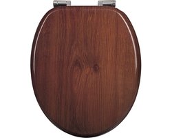 Antibacteriële Toiletbril met Softclose & Print - Toiletbrillen, WC Bril, Brillen, Toiletzitting - Donker Hout - 43.8x37.8 cm