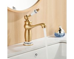 Antiek Brons Wastafelkraan met Keramiek Handgreep - Enkele Hendel, Vintage Design voor Badkamer Wastafel