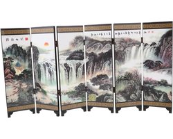 Antiek Decoratief Scherm - Mini Kamerverdeler - Woondecoratie - Antiek geschilderd - 47 x 24.5 cm - Multicolor
