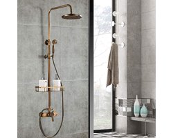 Antiek douchesysteem met regendouche en handdouche - Compleet doucheset voor uw badkamer