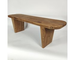 Antiek Houten Bankje Groot - Handgemaakt - Massief Hout