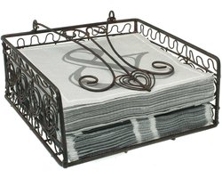 Antiek Zwart Servettenhouder met Hart Ornament van Metaal voor Shabby Chic Decoratie en Papieren Servetten Opslag