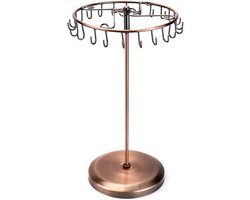 Antieke bronzen draaibare sieradenstandaard (23 haken) – 34,8 cm hoog x 20,5 cm breed – Hangende opbergtoren – Speciaal voor het opbergen van kettingen, armbanden, ringen en oorbellen.