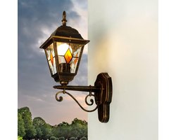 Antieke Buitenwandlamp Rood Zwart Aluminium E27 IP44 - Sfeervolle Wandlantaarn voor Voordeur