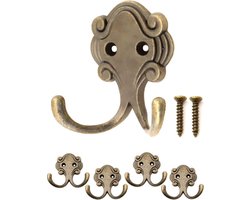 Antieke dubbele haken - garderobe en handdoeken - set van 4 - messing brons