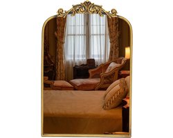 Antieke gouden barokke spiegel 40 x 61 cm met halve cirkel wanddecoratie