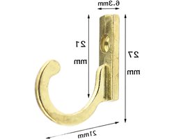 Antieke Haakjes 6.3 x 27 mm voor Kleding, Hoeden en Sleutels - Vintage Muurhaken in Messing, Set van 10 voor Handdoeken en Tassen