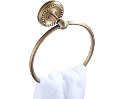 Antieke handdoekhouder ring - retro handdoekhouder messing - vintage handdoekring met boren