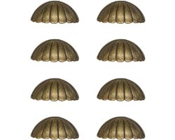 Antieke handgreep - Schelpvorm - 32 × 76 mm - 8 stuks - Metalen ladegreep - Vintage - Voor kasten, meubelladen, kledingkasten - Brons