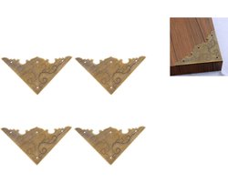 Antieke Hoekbeschermers Set voor Meubels - Messing Decoratie - Houten Sieradenkast - Volledige Omhullende Bewaker - Metalen beschermingshoeken - 4 stuks - hoekbescherming voor boeken