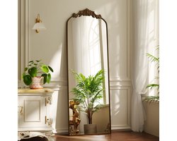 Antieke kleur 71"L x 28"B (180,34 x 71,12 cm) Gebogen Vintage Barok Spiegel over de hele lengte