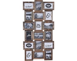 Antieke Koper Fotolijst voor 18 Foto's - Barok Stijl Collage Fotogalerij in Zwart en Goud