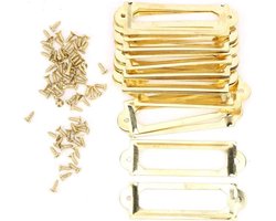 Antieke Labelhouders Metalen Visitekaartjesframes - 20 Stuks Office File Kabinet Lade Naamkaart Kast - Geel Brons .