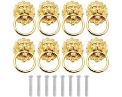 Antieke Leeuwenkop Ladeknop - 8 Stuks Metalen Trekring met Schroeven voor Kast, Deur en Sieradenbox - Vintage Design en Decoratieve Accessoires