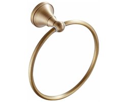 Antieke messing handdoekring - badkameraccessoires - geborstelde douchehanddoekhouder - rond - wandmontage