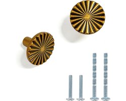 Antieke Messing Kastknoppen 30mm - Ronde Handgrepen voor Kasten en Deuren met 4 Schroeven, Vintage Stijl en Duurzaam Ontwerp