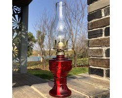 Antieke Olielamp - Stormlantaarn - Binnen en Buiten - Lichtgewicht Ontwerp - 345 Gram - Rood