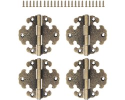 Antieke scharnieren, 4-delige set - Decoratieve scharnieren - Vintage bronzen scharnieren, geschikt voor het decoreren van kasten, houten deuren en boekenkasten.