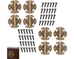 Antieke Scharnieren voor Houten Kisten - 8 Stuks Decoratieve Meubelhardware met Bevestigingsschroeven voor Laden en Deuren