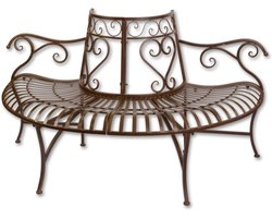 Antieke Stijl Tuinbank Metaal Bruin - Decoratieve Boombank Buitenmeubel 146 cm