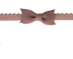 Antique mauve newborn baby haarbandje kant met strik