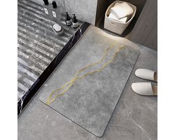 Antislip Absorberende Vloermat - 50x80 cm - Elegant Grijs Met Gouden Accent
