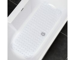 Antislip Badmat - 100 × 40 cm Lange Douchemat - Badmat Slipbestendig - Antischimmel - Machinewasbare - Badmat met Zuignappen en Afvoergaten - Zacht - Voor Bad - Transparant