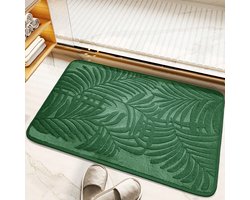 Antislip badmat 40x60 cm, dik en absorberend, traagschuim, bladmotief - groen