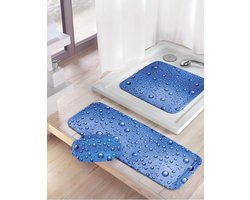 Antislip badmat Bubble Blauw 36x92cm