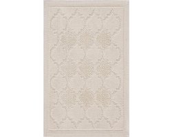 Antislip badmat crème Marokko design badmat katoen badkamertapijt douche badkamer keuken slaapkamer 60 x 180 cm