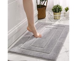Antislip badmat - Grijze badkamermat - Extra zacht en absorberend - Microvezel badkamermat - Machinewasbaar en droogbaar - 16" x 24"