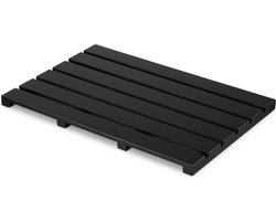 Antislip badmat van bamboe 54 x 36 cm voor douche en sauna - Binnen en buiten gebruik - Houten douchemat zwart Bamboematten