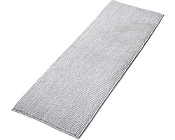 Antislip badmat van zachte chenille | Sterk absorberend en geschikt voor de wasmachine | Combineerbaar als badmatten set | Ideaal voor badkamer, douche, bad of toilet | Kleur: grijs – Afmeting: 50x150 cm