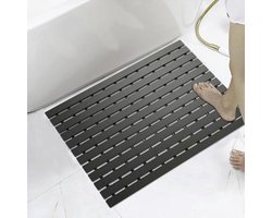 Antislip Badmat voor Natgebouwen, 43 x 80 cm, Zwart, Antibacteriële Deurmat met Afvoerventiel voor Badkamers en Sauna's