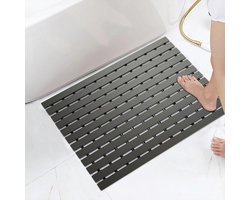 Antislip Badmat voor Natgebouwen, 43 x 80 cm, Zwart, Antibacteriële Deurmat met Afvoerventiel voor Badkamers en Sauna's