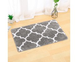 Antislip badmat, zachte microvezel absorberende badmat, Marokkaans patroon badmat, machinewasbaar - 40 x 60 cm, grijs