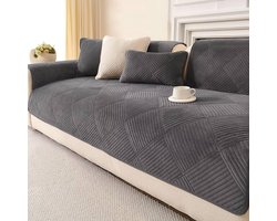 Antislip bankovertrek - ideaal voor 1/2/3/4-zits - donkergrijs - flanel