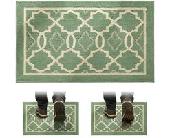 Antislip Binnendeurmat 91x60 cm Groen Latwerk - Absorberende Vloermat voor Voor- en Achterdeur