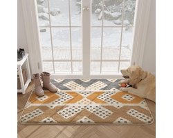 Antislip Deurmat 50 x 80 cm Machinewasbaar | Zachte Deurmat Dirt Trapper Vloerkleed | Voordeur Toegangskleed | Binnen Buiten Woonkamer Gang - Beige floor mat
