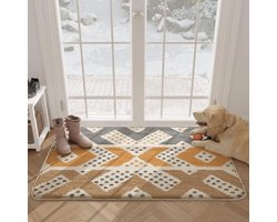 Antislip Deurmat 60 x 90 cm Machinewasbaar en Zachtdirt Trapper-Vloerkleed Voordeur Binnen Buiten Woonkamer Gang Binnenplaats (Beige)