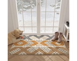 Antislip Deurmat 60 x 90 cm - Machinewasbare Zachte Vloerkleed voor Binnen en Buiten - Dirt Trapper Voordeur Mat voor Woonkamer, Gang en Binnenplaats - Beige Kleur