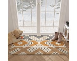 Antislip Deurmat 80 x 120 cm, Machinewasbare Zachte Deurmat Dirt Trapper-Vloerkleed Voordeur Toegangskleed Voor Binnen, Buiten, Woonkamer, Gang, Binnenplaats (Beige)