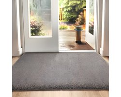 Antislip deurmat, super absorberend entreetapijt voor binnen en buiten, machinewasbaar, zachte vloermat, bruin-blauw, 50 x 80 cm