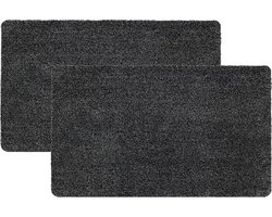 Antislip Deurmat - Vloermat - Vuil Vangen - PVC-vrij - Set van 2 50x80 - Antraciet