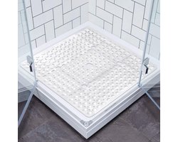 Antislip douchemat 70 x 70 cm | Extra grote badmat met zuignappen en afvoergaten voor optimaal gebruik | Machinewasbare en schimmelbestendige rubberen douchemat