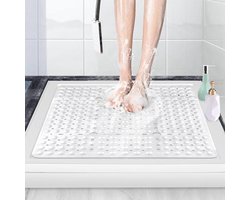Antislip douchemat 70 x 70 cm | Extra grote badmat met zuignappen en afvoergaten voor optimaal gebruik | Machinewasbare en schimmelbestendige rubberen douchemat